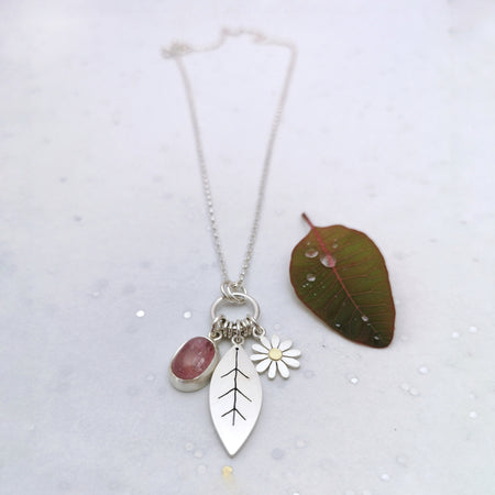 Aster, Tormaline and Leaf Necklace by Diana Greenwood