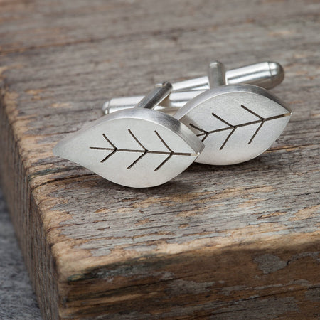Silver Leaf Cufflinks | Diana Greenwood Jewellery