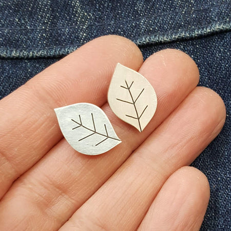 Curvy silver leaf earrings | Diana Greenwood Jewellery