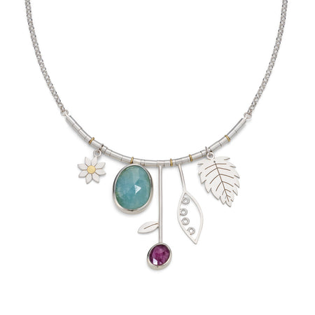 Late Summer Dahlia and Aquamarine Necklace | Diana Greenwood Jewellery