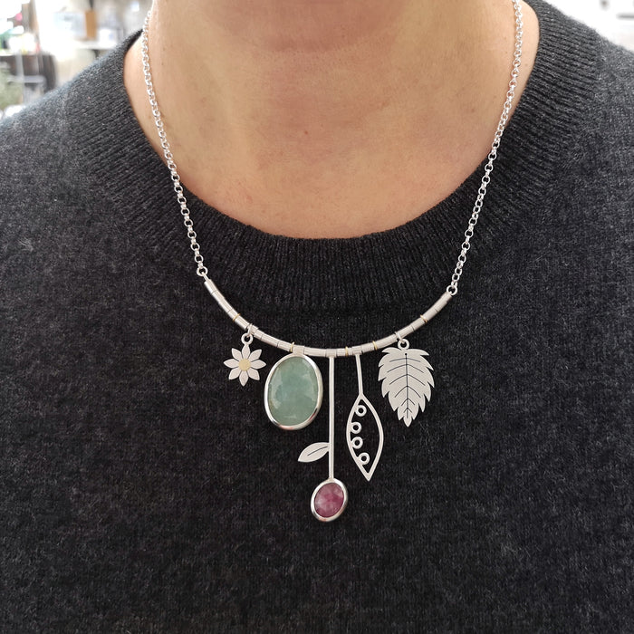 Late Summer Dahlia and Aquamarine Necklace | Diana Greenwood Jewellery
