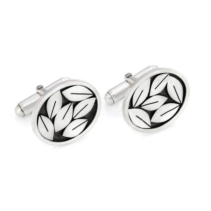 Silver Leafy Cufflinks by Diana Greenwood Jewellery