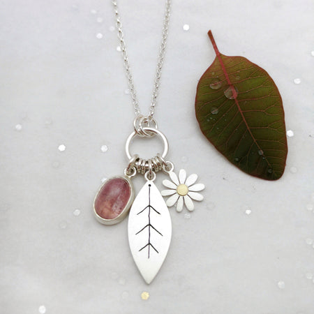 Aster, Tormaline and Leaf Necklace by Diana Greenwood