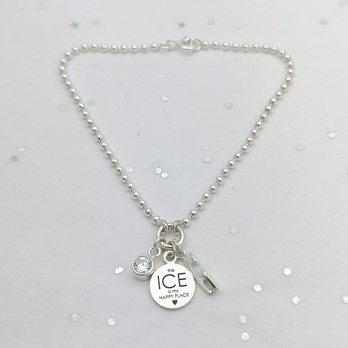 Happy Place Silver Ice Charms Bracelet | Ice Skating Jewellery