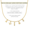 how to create your charm necklace instructions with a gold charm necklace in the background