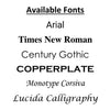 fonts available for engraving on jewellery