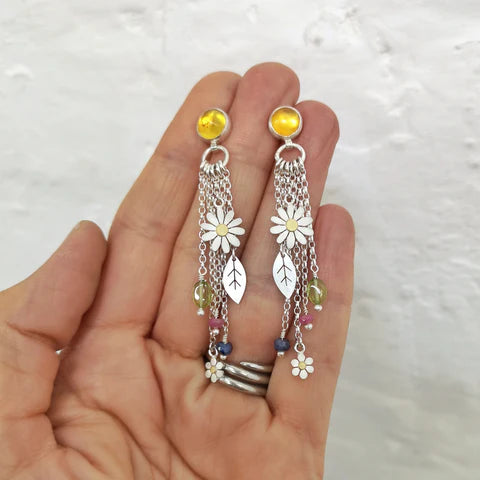 Floral Tassel Earrings