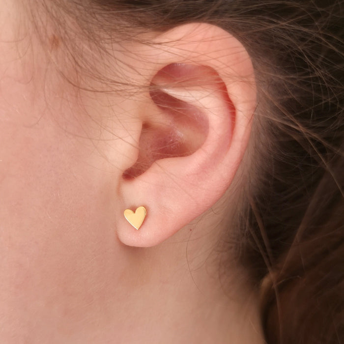 Gold Heart Stud Earrings