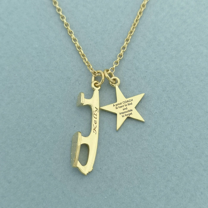 Gold BELIEVE Custom Ice Skating Necklace | Ice Skating Jewellery