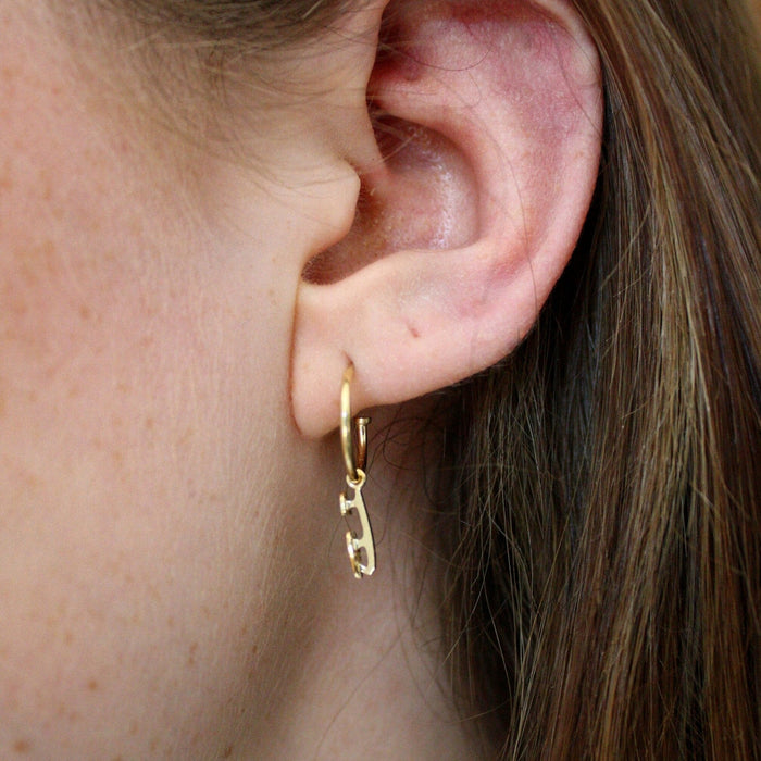 Gold Ice Skating Stud Hoop Earrings | Ice Skating Jewellery