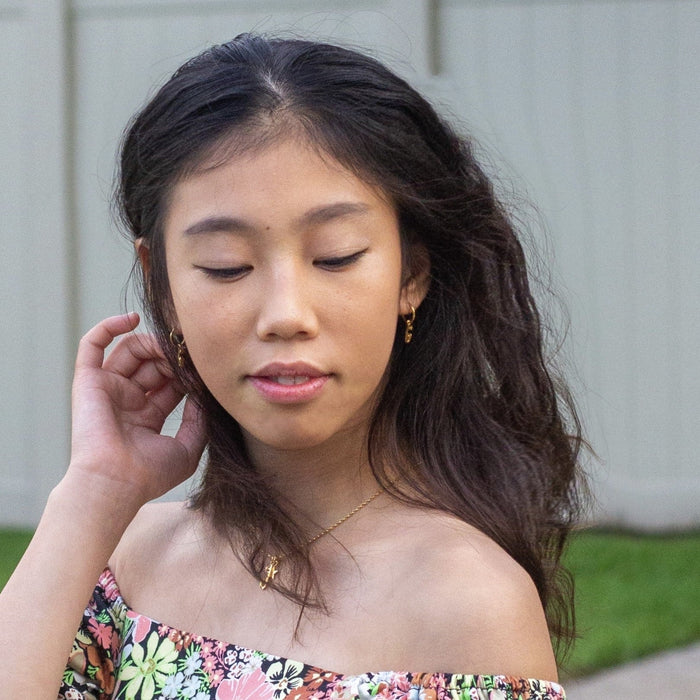 Gold Ice Skating Stud Hoop Earrings | Ice Skating Jewellery