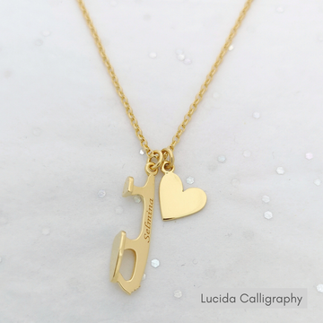 Personalised Gold Love and Devotion Ice Skating Necklace | Ice Skating Jewellery