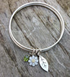 Dahlia and Leaf Double Silver Bangle | Diana Greenwood Jewellery