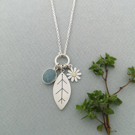 Aster Flower and Aquamarine Necklace | Diana Greenwood Jewellery