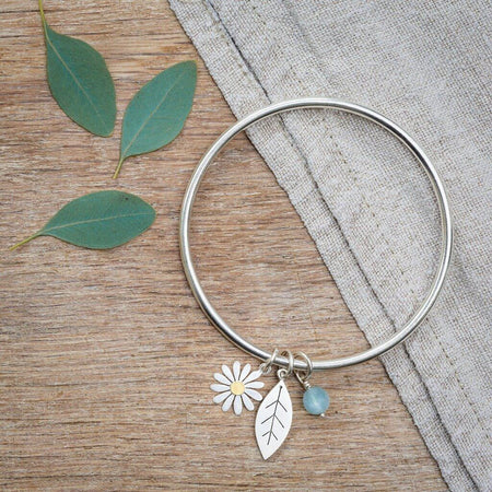 aster flower and leaf bangle | Diana Greenwood Jewellery