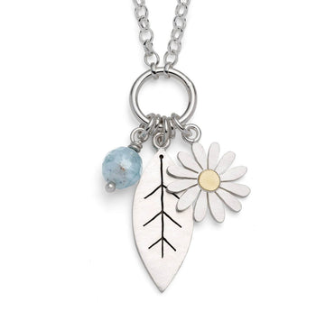 aster flower and leaf necklace | Diana Greenwood Jewellery