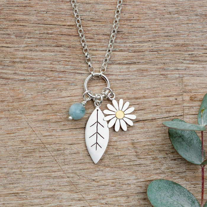 aster flower and leaf necklace | Diana Greenwood Jewellery