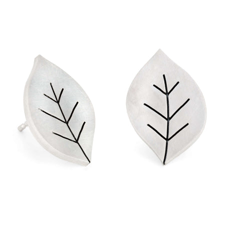 Curvy silver leaf earrings | Diana Greenwood Jewellery