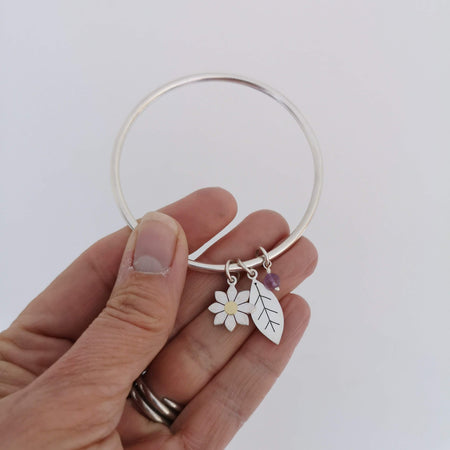 Dahlia and Leaf Bangle | Diana Greenwood Jewellery