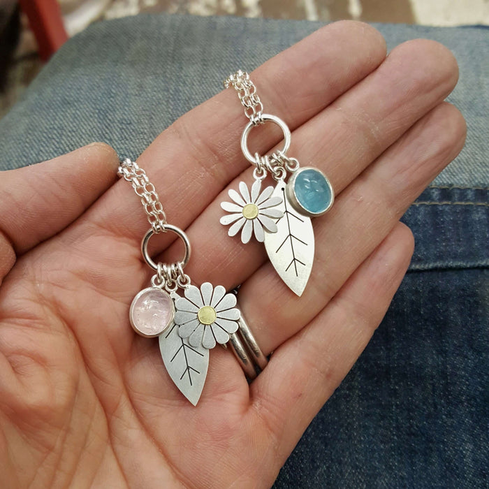 Daisy Leaf and Precious Stone Necklaces | Diana Greenwood