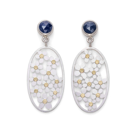 Forget me not earrings with sapphires | Diana Greenwood Jewellery