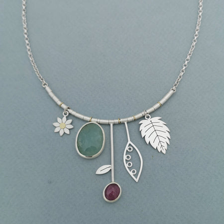 Late Summer Dahlia and Aquamarine Necklace | Diana Greenwood Jewellery