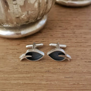 leaf silhouette cufflinks | Diana Greenwood Jewellery