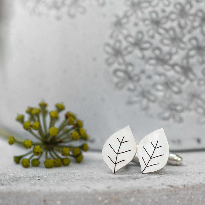 leafy silver cufflinks | Diana Greenwood Jewellery