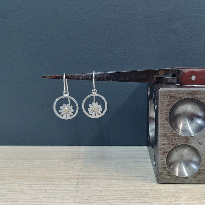 little framed daisy drop earrings | Diana Greenwood Jewellery