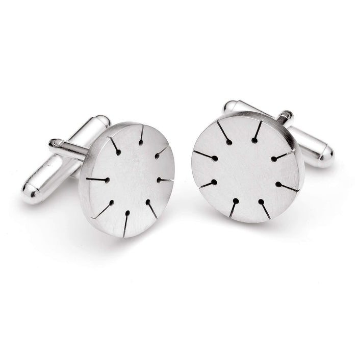 Silver cufflinks with hand cut details | Diana Greenwood Jewellery