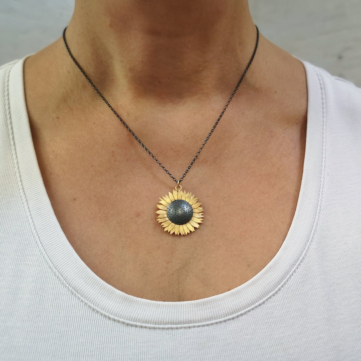 Sunflower pendant necklace | Diana Greenwood Jewellery