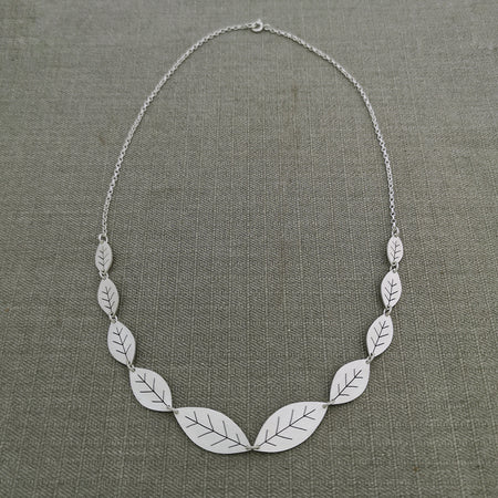 Ten silver leaves necklace | Diana Greenwood Jewellery